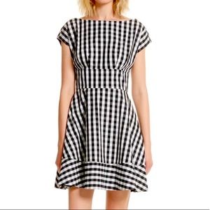 NWOT KATE SPADE BLACK & WHITE GINGHAM FIORELLA FIT & FLARE DRESS (6)